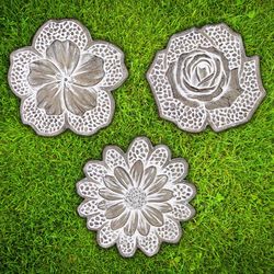 Exhart Cream/Gray Cement 0.8 in. H Flower Stepping Stone