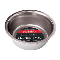 HiLo ProSelect Silver Plain Stainless Steel 64 oz Pet Dish For Dogs