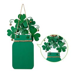 Glitzhome St.Patricks Mason Jar Hanging Sign Wood/Metal 1 pk