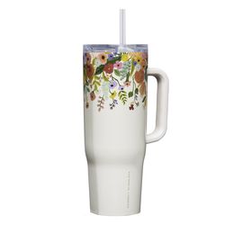 Corkcicle Cruiser 40 oz Garden Party Cream BPA Free Rifle Paper Insulated Straw Tumbler