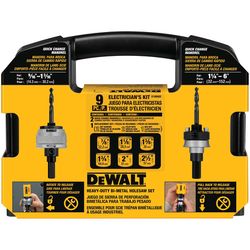 DEWALT Assorted in. Bi-Metal 1.49 in. L X 1/4 in. D Electrician's Hole Saw Kit Arbor Included