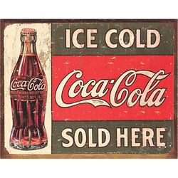 Desperate Enterprises Coca-Cola Ice Cold Metal Sign Tin 1 pk