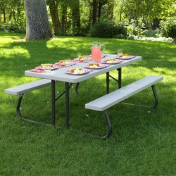 Lifetime Plastic Putty 72 in. Rectangle Foldable Picnic Table