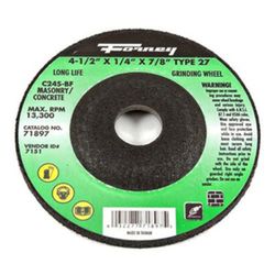 Forney 4-1/2 in. D X 7/8 in. in. X 1/4 in. thick Masonry Grinding Wheel 1 pc