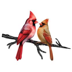 Spinfinity Designs Kissing Cardinals Tree Stake Multicolored Metal 12 in. H Tree Decoration
