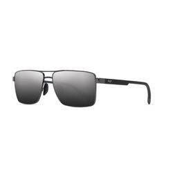 Maui Jim Piha Sunglasses Men's Shiny Gunmetal w/Black Frame Dual Mirror Silver to Black Lens Polariz