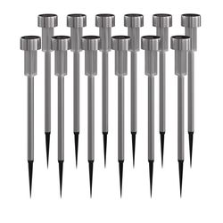 Flash Furniture Silver Solar Powered 1.87 W LED Pathway Light 12 pk