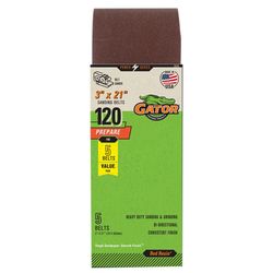 Gator 21 in. L X 3 in. W Aluminum Oxide Sanding Belt 120 Grit Fine 5 pc