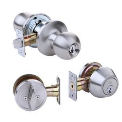 Tell Stainless Steel Deadbolt and Entry Door Knob N/A 1-3/4 in.