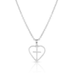 Montana Silversmiths Women's Faith Within Heart Silver Necklace Water Resistant