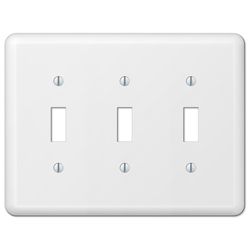 Amerelle Devon White 3 gang Stamped Steel Toggle Wall Plate 1 pk