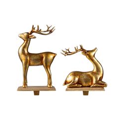 Glitzhome Gold Reindeer Stocking Holder