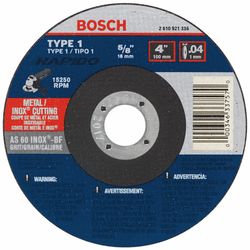 Bosch Rapido 4 in. D X 5/8 in. X 0.040 in. thick Aluminum Oxide Abrasive Cut-Off Wheel 1 pc