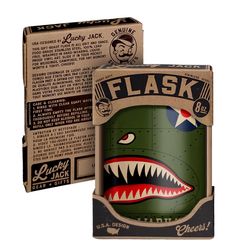 Lucky Jack 8 oz Stainless Steel P-40 Warhawk Hip Flask