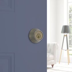Kwikset SmartKey Security Antique Brass Metal Double Cylinder Deadbolt