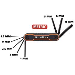 GreatNeck Metric Hex Key Set 8 pc