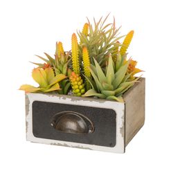 Glitzhome Black/Off-White Wood 6.25 in. H X 7 in. L X 7 in. W Wooden Pots