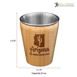 Totally Bamboo 2 oz Brown/Silver Stainless Steel/Wood Arizona Shot Glass