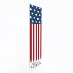 P Graham Dunn Multicolored Wood 60 in. H X 14 in. L X 0.75 in. W God Bless America Porch Sign