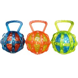 Chomper For Dog Assorted TPR Caged Ball Dog Tug Toy Large 1 pk