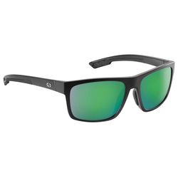 Flying Fisherman Offline Sunglasses Unisex Matte Black Frame Amber Green Mirror Lens Polarized
