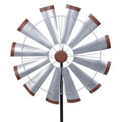 Alpine Silver Iron 26 in. H Windmill Garden Stake Spinner