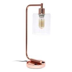 Simple Designs 20 in. Rose Gold Desk Lamp