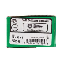 HILLMAN No. 10 Ga. X 2 in. L Hex Hex Washer Head Sheet Metal Screws 100 pk