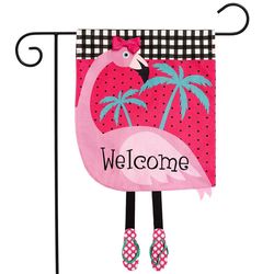 Briarwood Lane Fancy Flamingo Garden Flag 12.5 in. W X 18 in. L