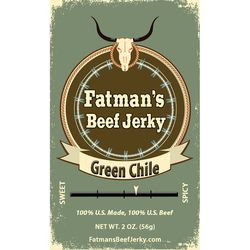 Fatmans Beef Jerky Green Chile Beef Jerky 2 oz Packet
