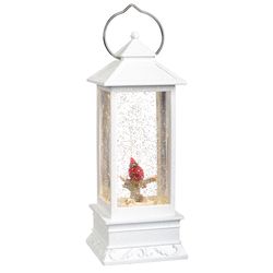 Roman Holiday LED Multicolored Lantern with Cardinal Swirl Table Decor 11 in.