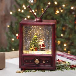 Gerson Brown Nostalgic Musical Spinning Water Globe Christmas Indoor DecorWater Globe 9 in.
