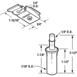 Prime-Line 7/16 in. D X 2.5 in. L Mill Silver/White Nylon Pivot and Track Socket 1 pk