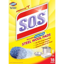 S.O.S Heavy Duty Steel Wool Pads For Multi-Purpose 6.45 in. L 18 pk