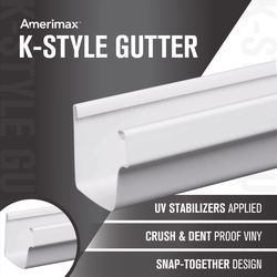 Amerimax 4.5 in. H X 5 in. W X 120 in. L White Vinyl K Gutter