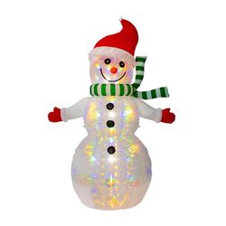 Glitzhome LED White Lighted Icy Snowman Decor 8 ft. Inflatable