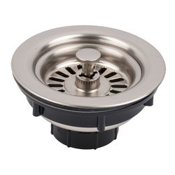 LDR 3-1/2 in. D Stainless Steel Black/Silver Plastic Sink Strainer