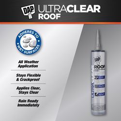 DAP Ultra Clear Crystal Clear Synthetic Rubber Roof Repair Waterproof Sealant 10.1 oz