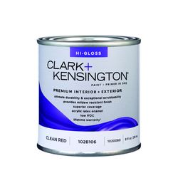 Clark+Kensington High-Gloss Clean Red Premium Paint Exterior and Interior 1/2 pt