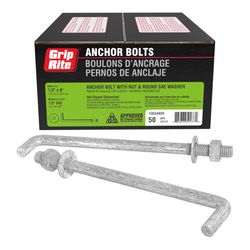 Grip-Rite 1/2 in. D X 8 in. L Steel Hook Head Anchor Bolts 50 pk