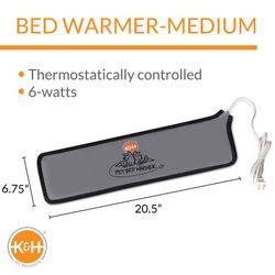 K&H Pet Prodcuts Gray Heated Pet Mat 6.75 in. W X 20.5 in. L