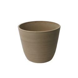 Algreen 11 in. H X 14 in. D Plastic Taper Ribbed Planter Taupe