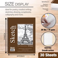 Bazic Products 8-1/2 in. W X 11 in. L Sketch Pad 30 sheet