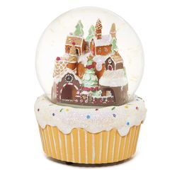 Roman Glitter Dome Multicolored Merry Christmas - Musical Gingerbread Village Train Table Decor 7 in