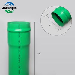JM Eagle 3034 (SDR35) PVC Sewer Main 6 in. D X 14 ft. L Bell 0 psi