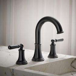 Kohler Facile Matte Black Traditional Widespread Bathroom Sink Faucet 8 in.