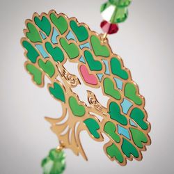 Woodstock Chimes Crystal Dreams Green Acrylic/Glass/Metal 4 in. H X 4 in. L Tree of Life Suncatcher