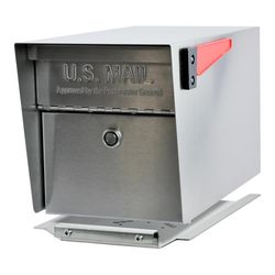 Mail Boss Mail Manager Stainless Steel Post Mount Silver Locking Mailbox