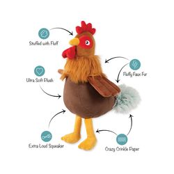 Pet Shop by Fringe Studio Pet Shop For Dog Brown/Orange Plush Squeak Dog Toy 1 pk