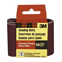 3M 16 in. L X 2.5 in. W Aluminum Oxide Sanding Belt 50 Grit Coarse 2 pc